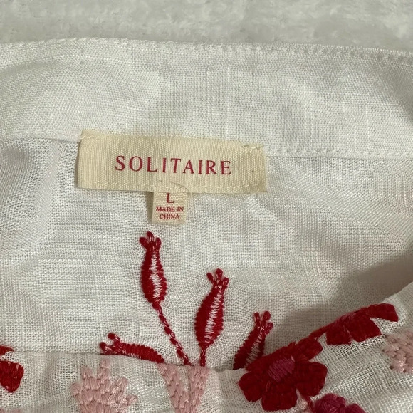 Solitaire Summer Red and White Boxy Embellished Blouse - Picture 6 of 13